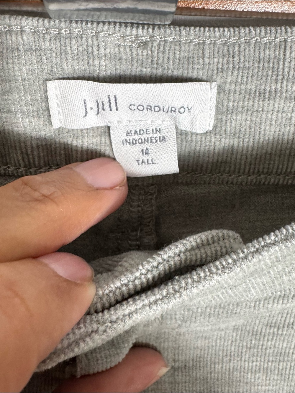 J. Jill Corduroy Straight Leg Pants Size 14 Tall Heather Gray NWT 34" Inseam - Picture 4 of 10